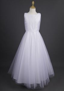 White Glitter Tulle Crystal Communion Dress - Cassidy by Millie Grace